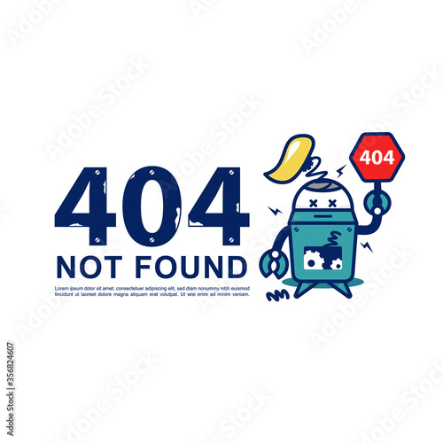 404 page not found vector with retro broken robot illustration for unavailable page website design