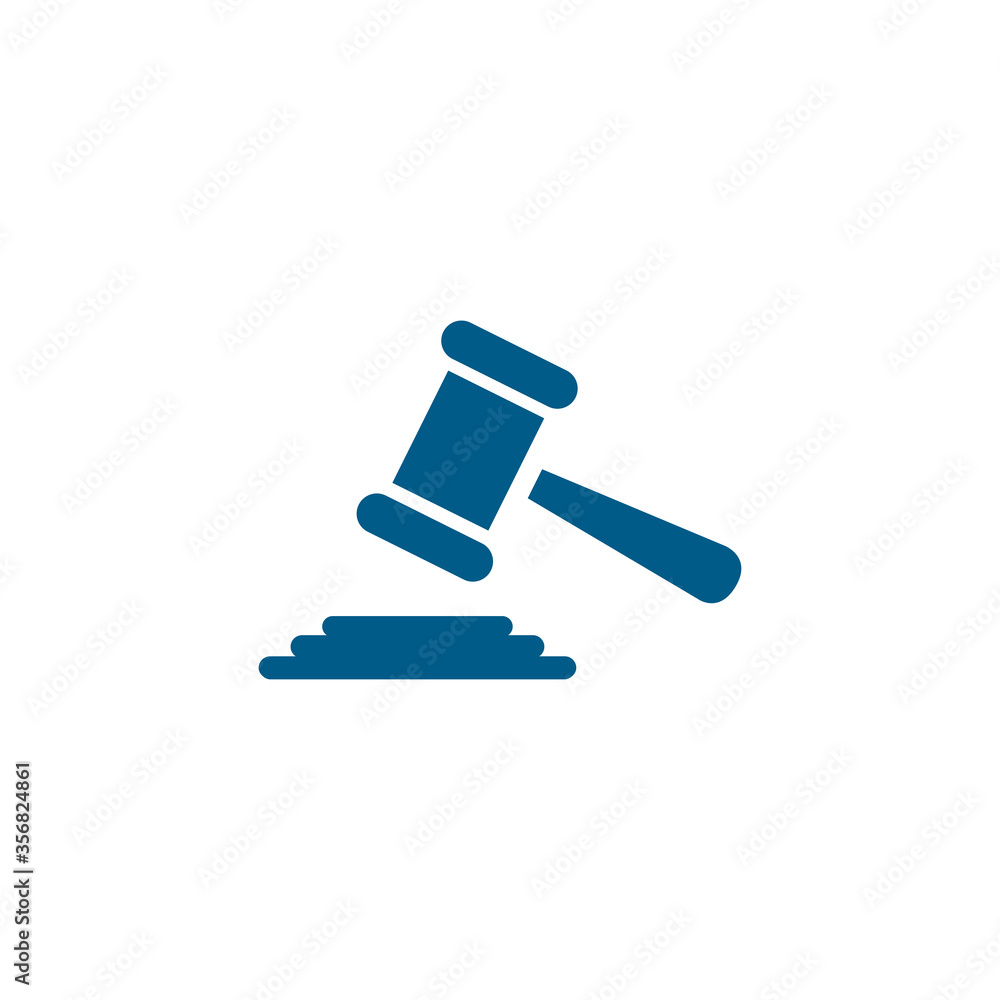 Justice Gavel Blue Icon On White Background. Blue Flat Style Vector Illustration Justice Gavel Blue Icon On White Background. Blue Flat Style Vector Illustration