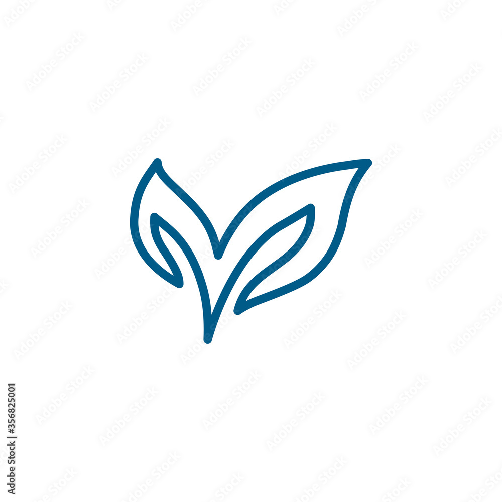 Leaf Line Blue Icon On White Background. Blue Flat Style Vector Illustration Leaf Line Blue Icon On White Background. Blue Flat Style Vector Illustration