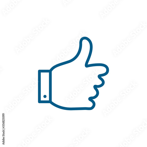 Thumbs Up Line Blue Icon On White Background. Blue Flat Style Vector Illustration.