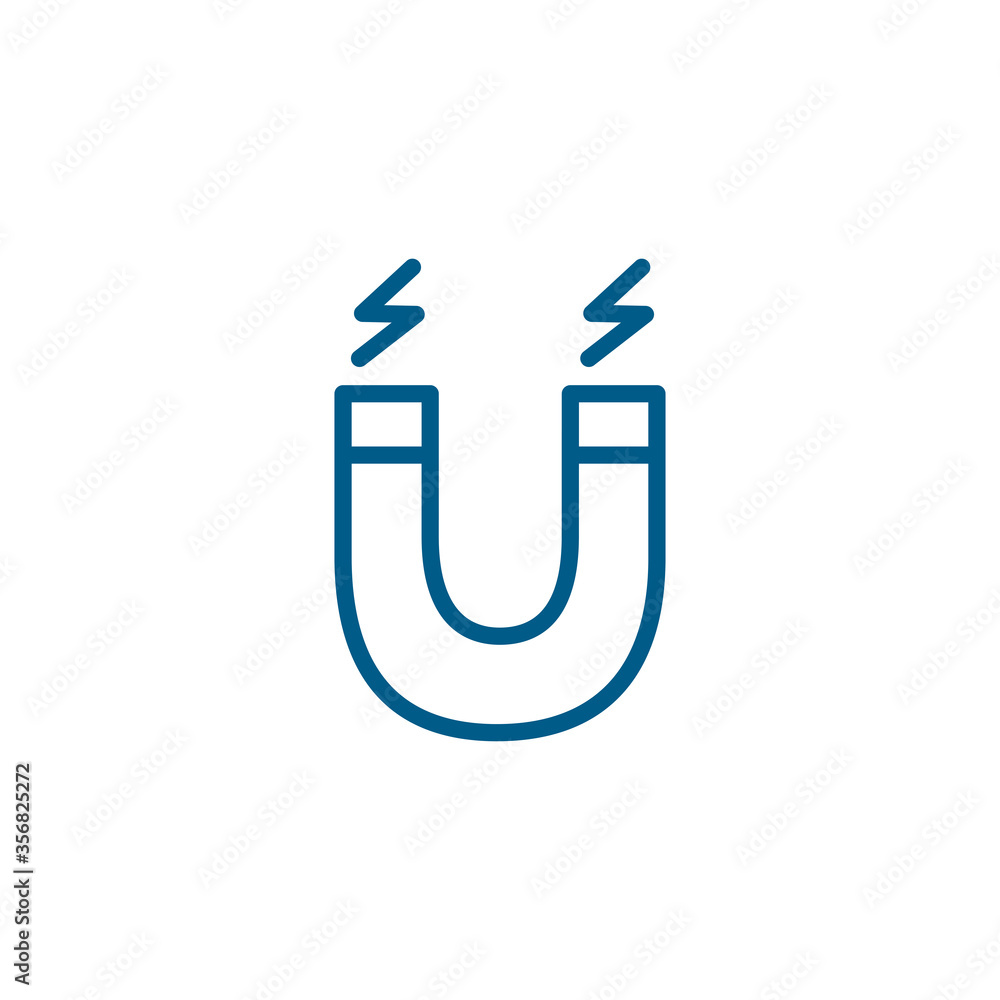 Magnet Line Blue Icon On White Background. Blue Flat Style Vector Illustration Magnet Line Blue Icon On White Background. Blue Flat Style Vector Illustration