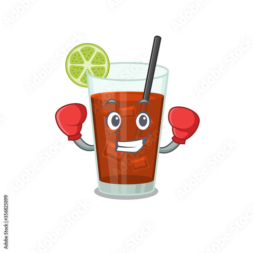 Mascot design of cuba libre cocktail as a sporty boxing athlete