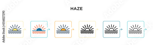Haze vector icon in 6 different modern styles. Black, two colored haze icons designed in filled, outline, line and stroke style. Vector illustration can be used for web, mobile, ui