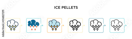 Ice pellets vector icon in 6 different modern styles. Black, two colored ice pellets icons designed in filled, outline, line and stroke style. Vector illustration can be used for web, mobile, ui