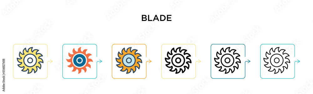 Blade vector icon in 6 different modern styles. Black, two colored blade icons designed in filled, outline, line and stroke style. Vector illustration can be used for web, mobile, ui Blade vector icon in 6 different modern styles. Black, two colored blade icons designed in filled, outline, line and stroke style. Vector illustration can be used for web, mobile, ui
