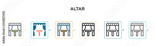 Altar vector icon in 6 different modern styles. Black, two colored altar icons designed in filled, outline, line and stroke style. Vector illustration can be used for web, mobile, ui