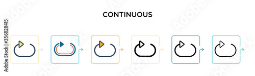 Continuous vector icon in 6 different modern styles. Black, two colored continuous icons designed in filled, outline, line and stroke style. Vector illustration can be used for web, mobile, ui