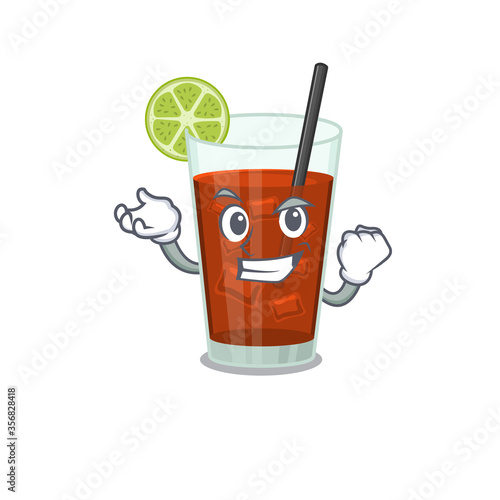A funny cartoon design concept of cuba libre cocktail with happy face