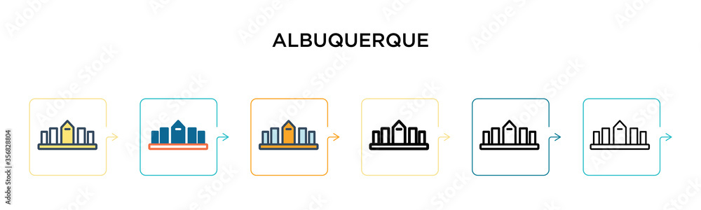 Albuquerque vector icon in 6 different modern styles. Black, two colored albuquerque icons designed in filled, outline, line and stroke style. Vector illustration can be used for web, mobile, ui Albuquerque vector icon in 6 different modern styles. Black, two colored albuquerque icons designed in filled, outline, line and stroke style. Vector illustration can be used for web, mobile, ui