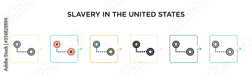 Slavery in the united states vector icon in 6 different modern styles. Black, two colored slavery in the united states icons designed in filled, outline, line and stroke style. Vector illustration can