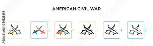 Canvastavla American civil war vector icon in 6 different modern styles