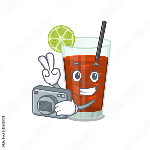a professional photographer cuba libre cocktail cartoon picture working with camera