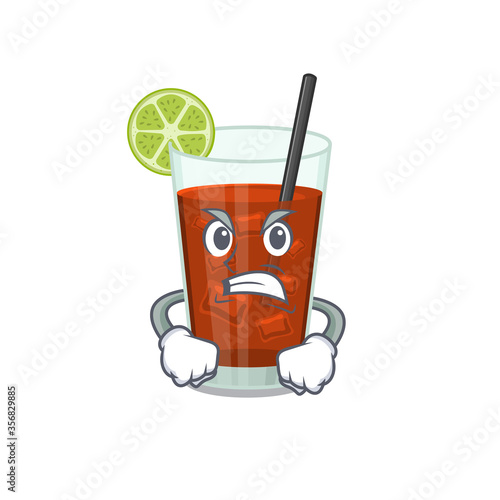 A cartoon picture of cuba libre cocktail showing an angry face