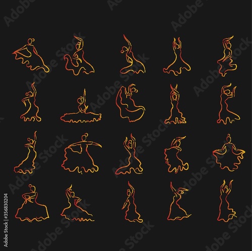 set of flamenco dancers