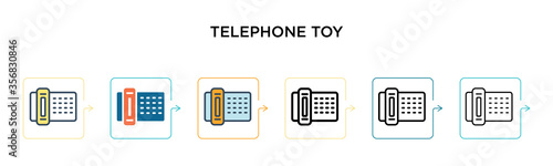 Telephone toy vector icon in 6 different modern styles. Black, two colored telephone toy icons designed in filled, outline, line and stroke style. Vector illustration can be used for web, mobile, ui