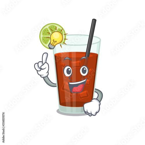 Mascot character of smart cuba libre cocktail has an idea gesture
