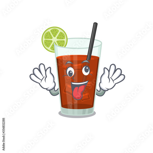 A mascot design of cuba libre cocktail having a funny crazy face