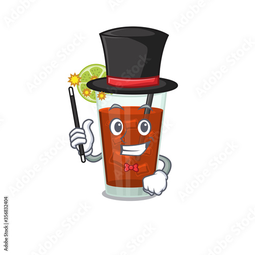 A gorgeous smart Magician of cuba libre cocktail cartoon design style