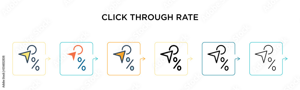 Click through rate vector icon in 6 different modern styles. Black, two colored click through rate icons designed in filled, outline, line and stroke style. Vector illustration can be used for web, Click through rate vector icon in 6 different modern styles. Black, two colored click through rate icons designed in filled, outline, line and stroke style. Vector illustration can be used for web,