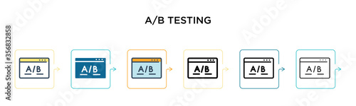 A/b testing vector icon in 6 different modern styles. Black, two colored a/b testing icons designed in filled, outline, line and stroke style. Vector illustration can be used for web, mobile, ui