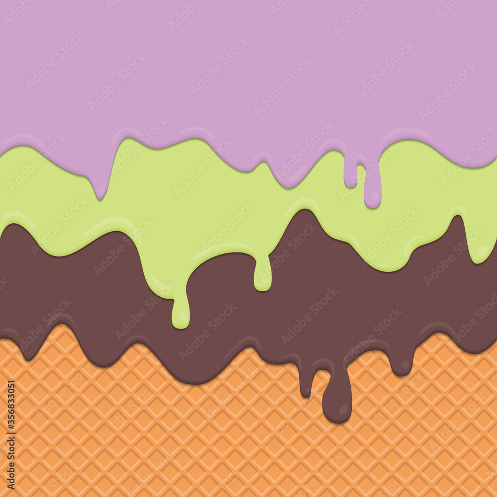 Obraz premium Wafer with dripping cream repeatable background