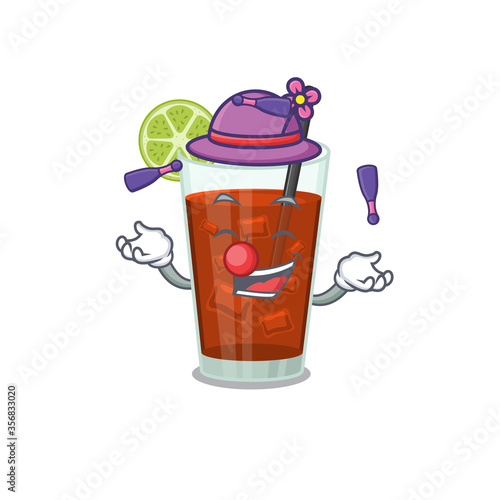 A cuba libre cocktail cartoon design style succeed playing juggling