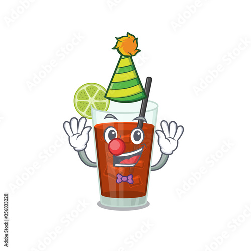 smiley clown cuba libre cocktail cartoon character design concept