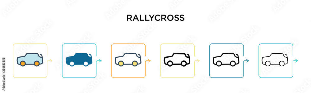 Rallycross vector icon in 6 different modern styles. Black, two colored rallycross icons designed in filled, outline, line and stroke style. Vector illustration can be used for web, mobile, ui Rallycross vector icon in 6 different modern styles. Black, two colored rallycross icons designed in filled, outline, line and stroke style. Vector illustration can be used for web, mobile, ui