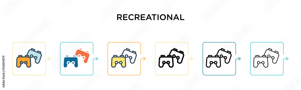 Recreational vector icon in 6 different modern styles. Black, two colored recreational icons designed in filled, outline, line and stroke style. Vector illustration can be used for web, mobile, ui Recreational vector icon in 6 different modern styles. Black, two colored recreational icons designed in filled, outline, line and stroke style. Vector illustration can be used for web, mobile, ui