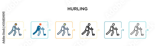 Hurling vector icon in 6 different modern styles. Black, two colored hurling icons designed in filled, outline, line and stroke style. Vector illustration can be used for web, mobile, ui
