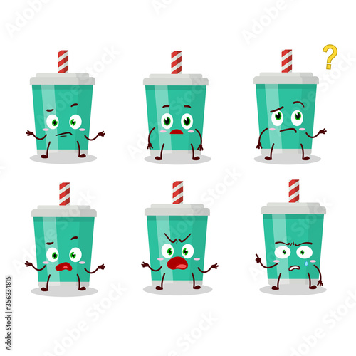 Cartoon character of soda bottle with what expression