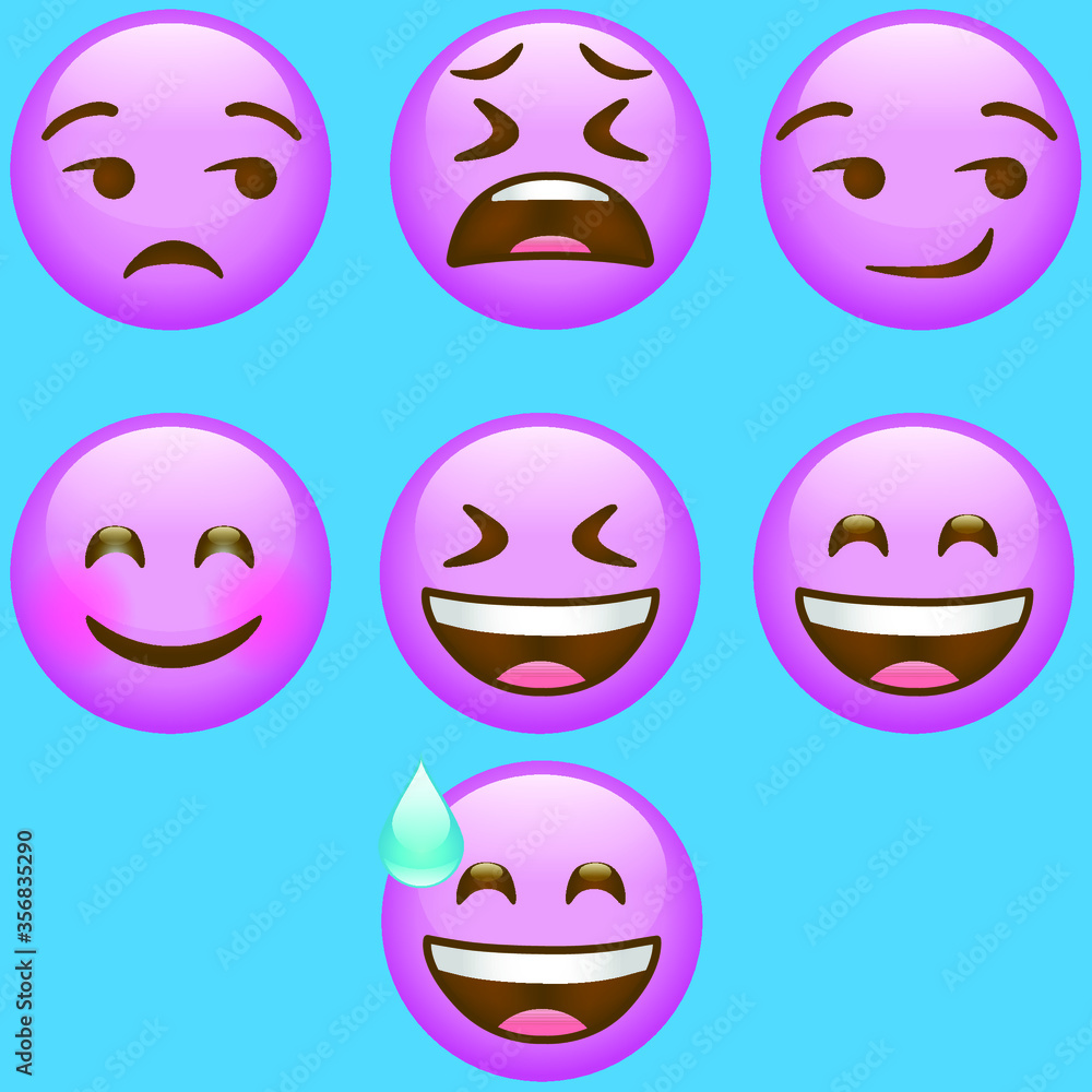 Fototapeta premium high quality vector round pink cartoon bubble emoticons comment social media chat comment reactions