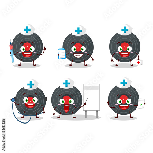 Doctor profession emoticon with vynil record cartoon character