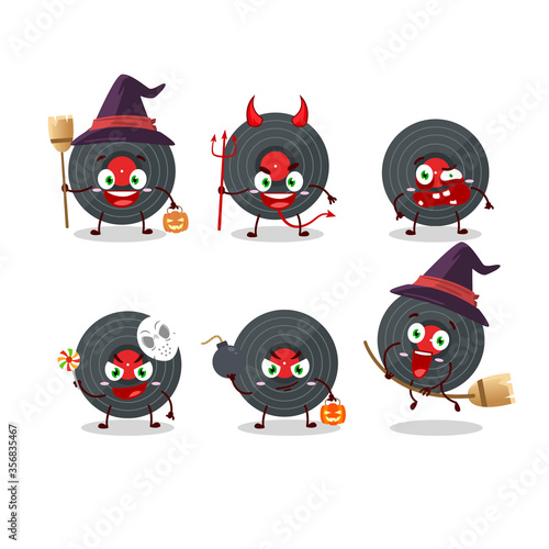 Halloween expression emoticons with cartoon character of vynil record