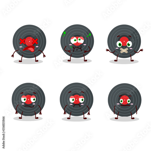 Vynil record cartoon character with nope expression
