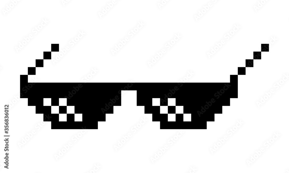 Pixel glasses image. Vector Illustration of pixel art
