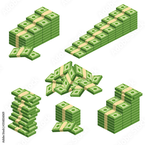 Huge packs of paper money. Bundle with cash bills. Keeping money in bank.