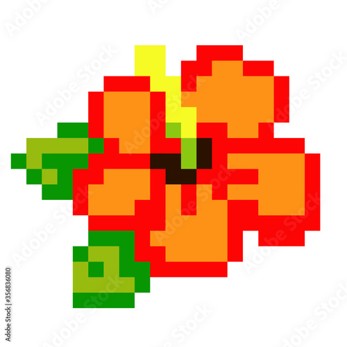 Pixel flower image. Vector Illustration of pixel.