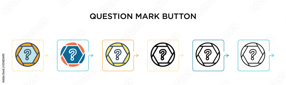 Question mark button sign vector icon in 6 different modern styles ...