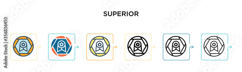 Superior vector icon in 6 different modern styles. Black, two colored superior icons designed in filled, outline, line and stroke style. Vector illustration can be used for web, mobile, ui
