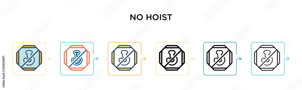No hoist vector icon in 6 different modern styles. Black, two colored no hoist icons designed in filled, outline, line and stroke style. Vector illustration can be used for web, mobile, ui No hoist vector icon in 6 different modern styles. Black, two colored no hoist icons designed in filled, outline, line and stroke style. Vector illustration can be used for web, mobile, ui