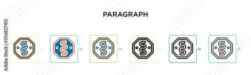 Paragraph vector icon in 6 different modern styles. Black, two colored paragraph icons designed in filled, outline, line and stroke style. Vector illustration can be used for web, mobile, ui