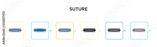 Suture vector icon in 6 different modern styles. Black, two colored suture icons designed in filled, outline, line and stroke style. Vector illustration can be used for web, mobile, ui