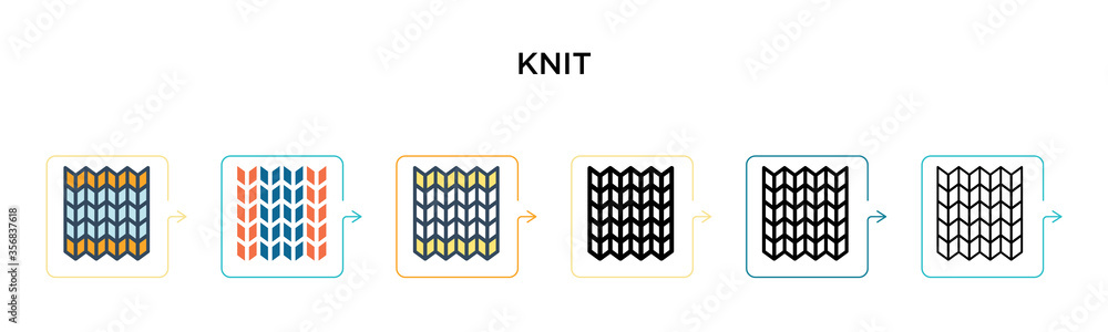 Knit vector icon in 6 different modern styles. Black, two colored knit icons designed in filled, outline, line and stroke style. Vector illustration can be used for web, mobile, ui