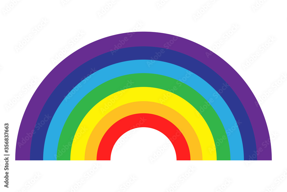Fototapeta premium Vector rainbow icon. Cartoon style illustration. Image of a multi-colored arc after rain. Stock Photo.