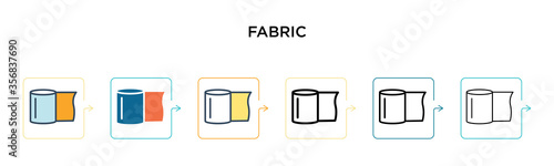 Fabric vector icon in 6 different modern styles. Black, two colored fabric icons designed in filled, outline, line and stroke style. Vector illustration can be used for web, mobile, ui