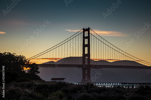 The Golden Gate Bridge at dusk 