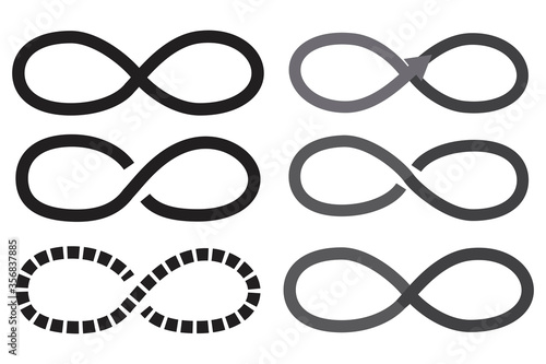 Vector loop icon. Symbol of infinity. Logo made of abstract curve lines. Graphic image of eternity. Stock Photo.