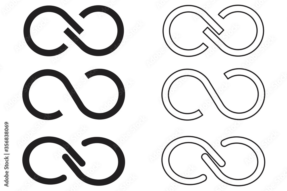 Vector loop symbol. Abstract infinity icon. Graphic logo boundless. Stock Photo. Eight curve. Set of contour open lines in the form of a figure eight. Vector loop symbol. Abstract infinity icon. Graphic logo boundless. Stock Photo. Eight curve. Set of contour open lines in the form of a figure eight.