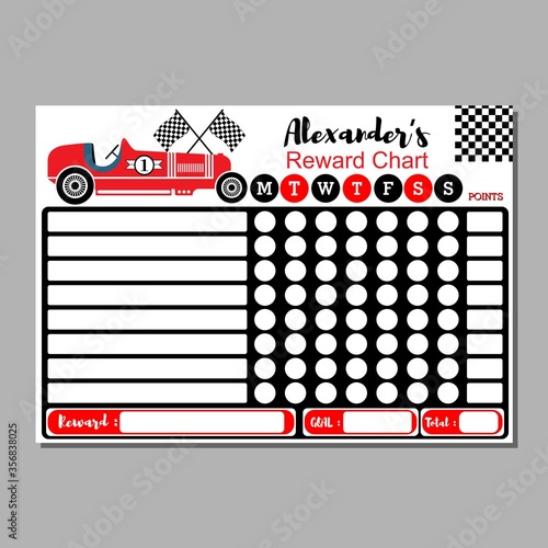 vintage racing cars reward chart